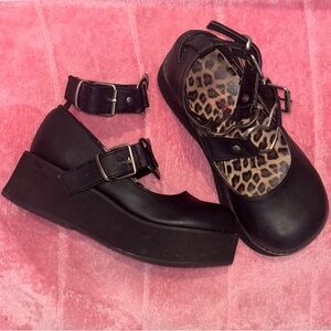 Demonia Sprite 02 Black Platform Mary Jane Shoes